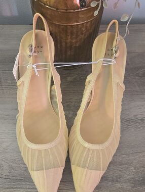 a new day Nude Mesh Pointed Slingback Heels
